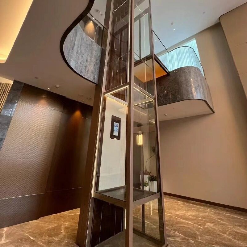 Liga de alumínio 304# Ss Elevador de cabine para casa Elevador hidráulico Microprocessador controlado